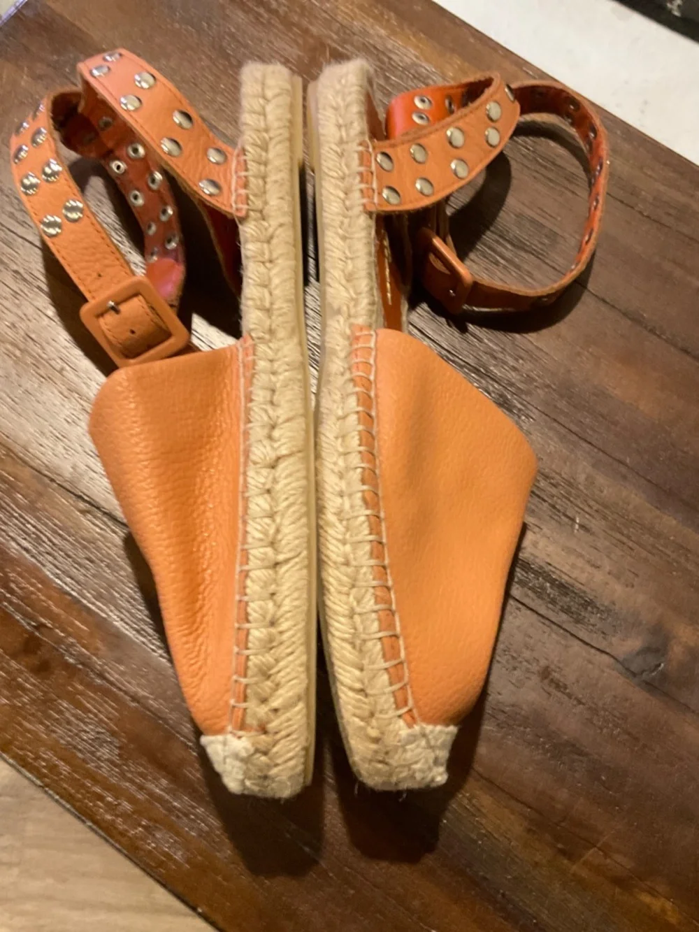 Paula Torres Ava Peach/Tan Leather Espadrilles Size EU 37/ US 6.5/7